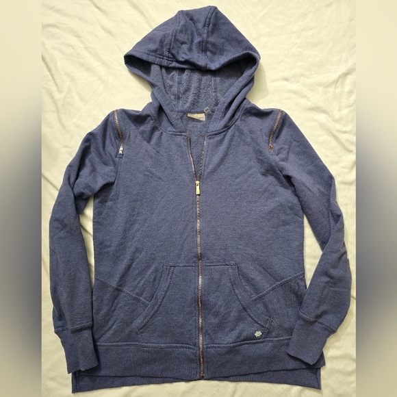 Nanette Lepore Tops - Nanette Lepore Blue Hoodie Jacket With Pockets And Rose Gold Zippers medium